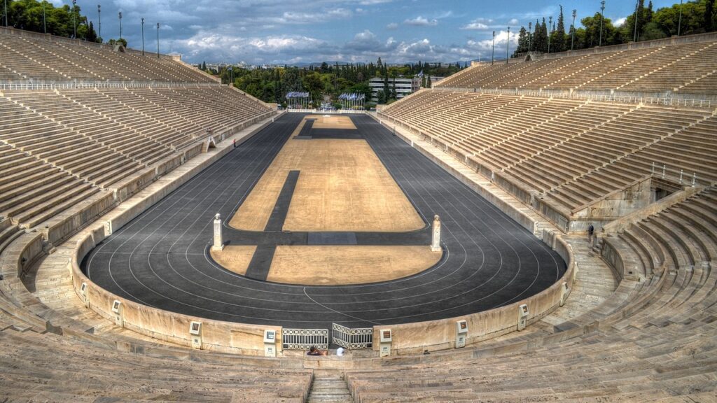 The Panathenaic Stadium in Athens, host to the 1896, 1906, and 2004 Olympics.